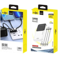Повербанк KP-37 PowerLink 10000mAh із вбудованим кабелем, швидкою зарядкою 22.5W, LED-дисплеєм і багаторівневим захистом