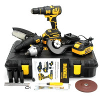 Багатофункціональний акумуляторний інструмент DeWalt DCD709M 36V 6Ah 5 в 1 професійний набір з насадками шуруповерт пила перфоратор гайковерт та кутова шліфмашина жовтий