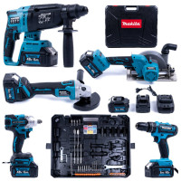 Набір 5в1 Makita 48V шуруповерт DDF484, перфоратор DHR202, кутова шліфувальна машина DGA504ZL, гайковерт TW007GM, циркулярна пила HS301D2 акумуляторний комплект 6.0 Ah універсальний для будівництва та ремонту