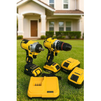 Акумуляторний набір інструментів 2в1 YellowMaster Pro 12V — шуруповерт і гайковерт з 2 батареями, зарядним пристроєм і кейсом