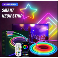 Розумна гнучка LED Neon RGB 2 м  неонова шланг-стрічка з USB, Bluetooth-додатком та пультом для управління кольорами і режимами