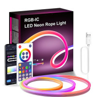 Розумна гнучка неонова LED стрічка RGB 5 метрів від USB з Bluetooth-додатком, пультом ДУ, музичними режимами та керуванням через телефон