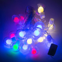 Світлодіодна гірлянда-штора XMAS Прозорі кулі  5 м, 20 LED, мультиколір, декоративне святкове освітлення для дому та вулиці