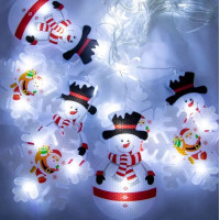 Новорічна світлодіодна гірлянда XMAS  3D фігурки сніговиків та сніжинок, 3х0,7 м, 95 LED, біле світло, святкова штора для дому та вулиці