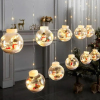 LED гірлянда-штора XMAS  Мікс 4 види Copper Ball Lamp, 200 LED, біле та тепле біле світло, 3х1,5 м, святкове декоративне освітлення для дому та вулиці