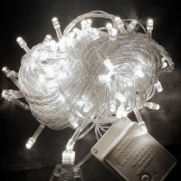 Світлодіодна гірлянда ROSSA  Classic White 10 м, 100 LED, біле сяйво, з вилкою 220В, універсальна новорічна і декоративна підсвітка для дому та вулиці